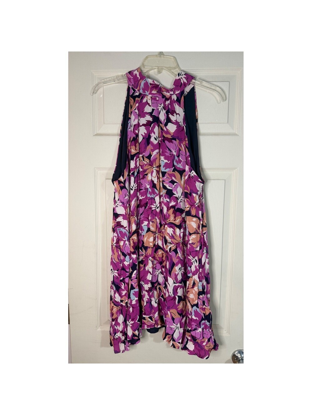 Lulus Purple Pink Floral Halter Mini Dress XL Wedding Guest Vacation Party